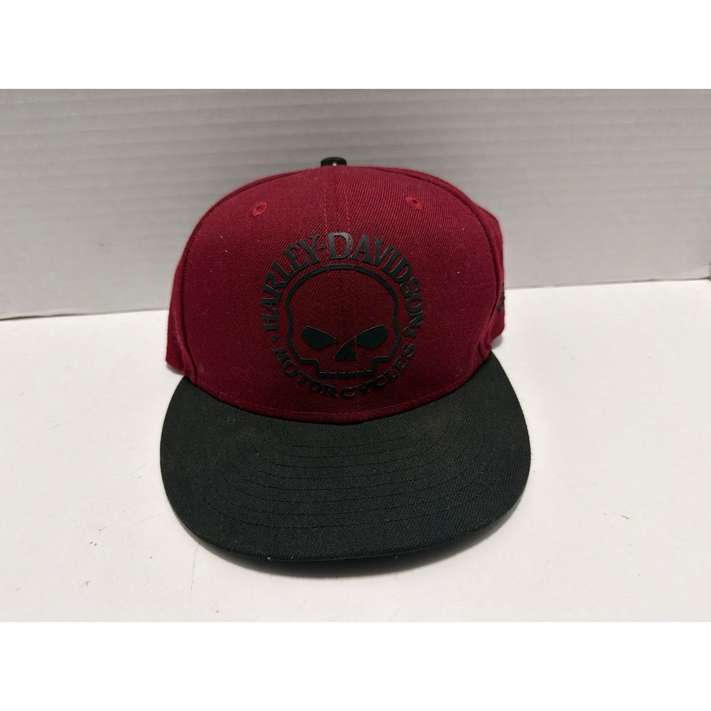 Harley-Davidson New Era 59FIFTY Willie G Skull Fitted Hat Maroon Black 7 1/4 Cap